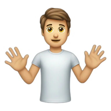 Homme qui lève les 2 mains en l’air au dessus de ses épaules pour faire l’innocent en ayant l’air coupable sticker