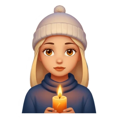 Fantasy human portrait emoji, warm candlelight reflection in eyes, winter evening mood, no extra accessories, emotional minimalism, clean emoji style, male/female variant
 sticker