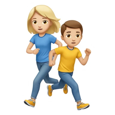 Three charater: a child’s sentimental running to return from his white father back to his yellow mother sticker