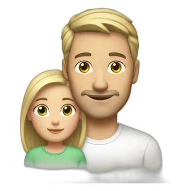 dad(40y) (white skin, brown eyes, short brown hair and daughter(10y) blonde, white skin, green eyes sticker