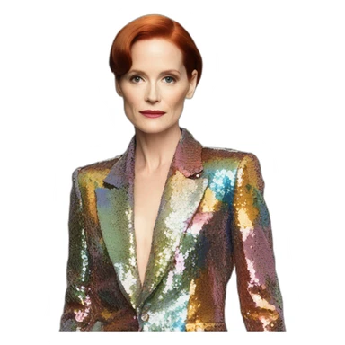 Audrey fleurot pose multicolored sequined suit sticker