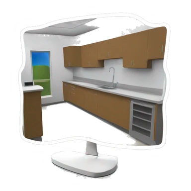 3D sketchup of canteen in pc monitor sticker
