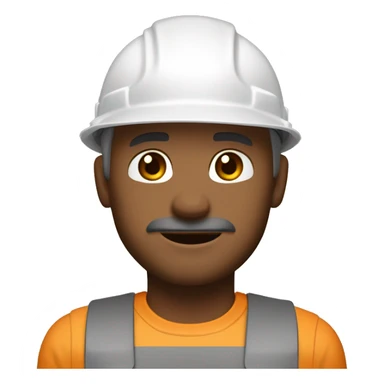 construction worker, full head shot, 3/4 view of face, white hard hat, male, adult, slight stubble, weathered skin, strong jawline, clear eyes visible, color palette: white (hard hat), warm beige (skin tones), cool grays and browns (shadows and details) sticker