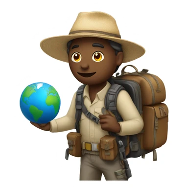 Traveler with globe in his hands and a carbine on his backpack sticker