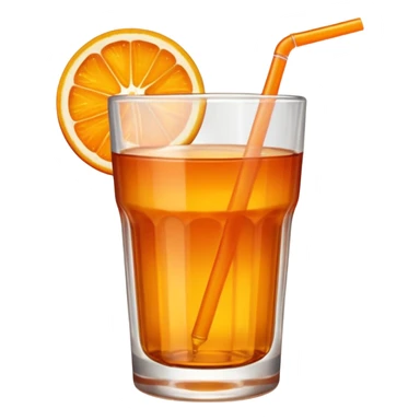 Orange drink, smooth glass cup, no straw no orange slice.  sticker