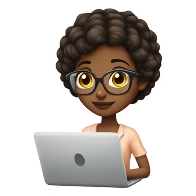 pretty pixie graphic designer Short straight hair african american brunette ith laptop sticker