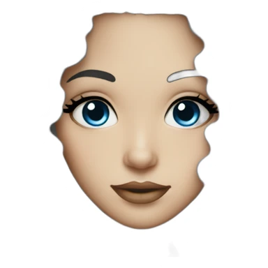 a white woman with curly black hair and blue eyeliner black eyes sticker