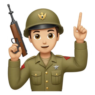enthusiastic soldier with weapon raised up in his hand sticker