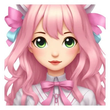 Edgy Kawaii Cute Cool Beautiful Elegant Pretty Pastel Anime Catgirl with ribbons sticker