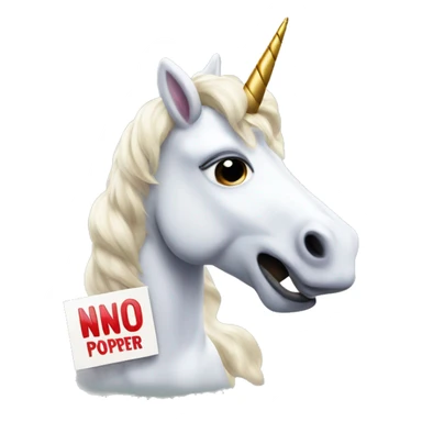 Unicorn  holding sign that reads poppers sticker