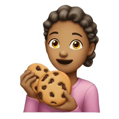 Girl eating cookie leaving sticker
