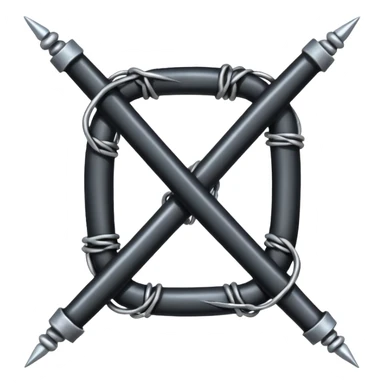 The letter H made of black and silver barbwire sticker