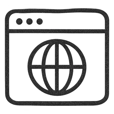 Google Material Design icon for 'Website' showing a minimalist browser window or simple globe icon sticker