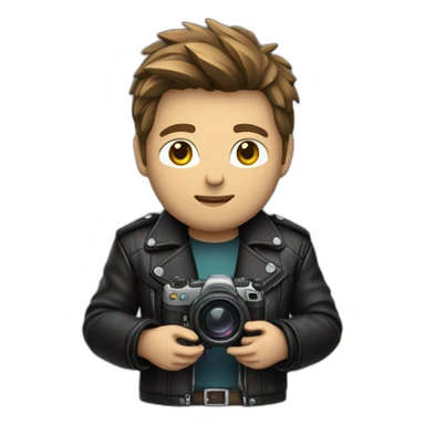 jensen wearing a leather jacket, holding a gpu sticker