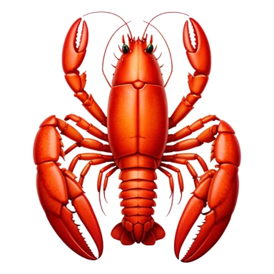Cinematic bright red rock lobster, detailed hard shell, claws slightly open, freshly cooked, warm glowing tones, rich and indulgent. sticker