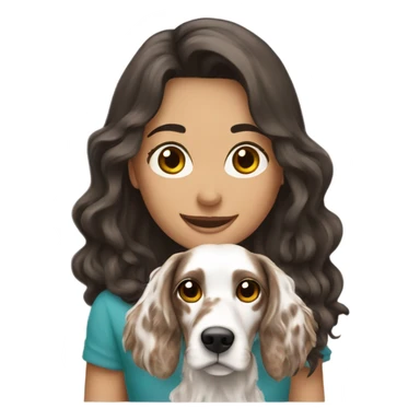 Pretty brunette holding English setter sticker