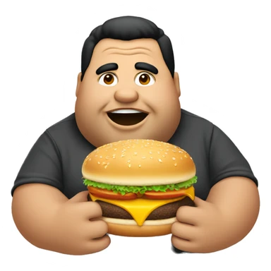 Fat guy with black hair eating McDonald’s  sticker