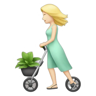blond-woman-pushing-blone-pushing-stroller-with-plant-in-itstroller-with-plant-in-it sticker