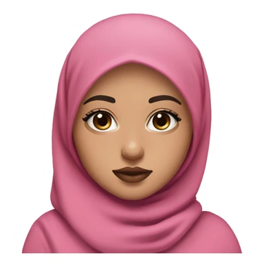 light skin with dark eyes eyeligner and lashes and black hijab jersey style and pink lips but natural pink and cute face sticker