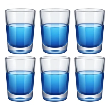 Four shot glasses with blue liquid in them  sticker