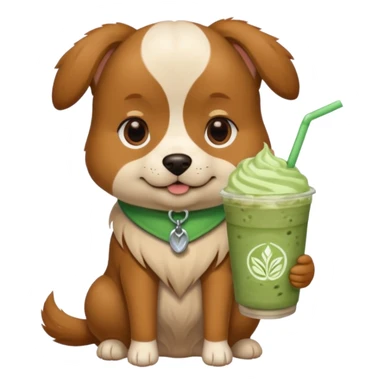 Ah dog who is holding a iced matcha latte sticker