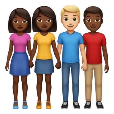 Multiple of friends with dark skin females and males holding hands sticker