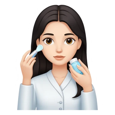 Girl with dark long hair doing skincare sticker