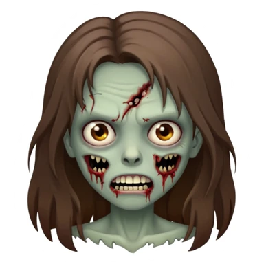 Girl zombie with brown long hair with teeth and serious face  sticker