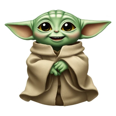 Baby Yoda smiles with a giant smile. Teeth visible sticker