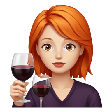orange hair drinking wine sticker