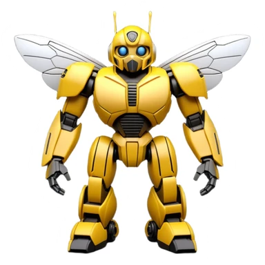 Clean 3D printable robotic bumblebee character, Bumblebee Transformers inspired design sticker