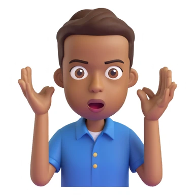 3D emoji of Chris Rock, surprised expression, short hair, brown skin, wearing a casual shirt, Microsoft 3D Fluent emojis style sticker
