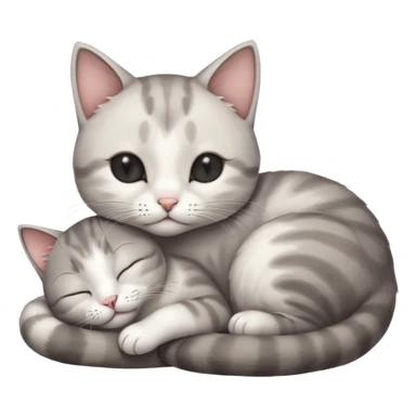 grey and white small cat with its eyes closed lying down leaning on his elbow with his paw curled under his head holding it up sticker