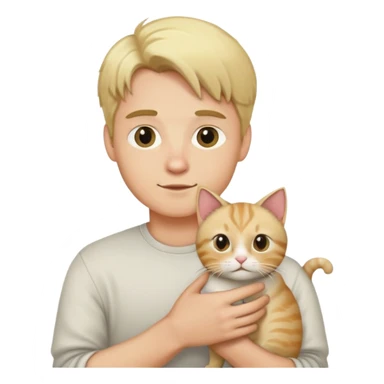 Men with blond hair holding cat sticker