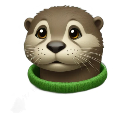 Otter in a green sweater with M written on it sticker