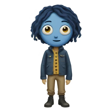 Coraline with button eyes sticker