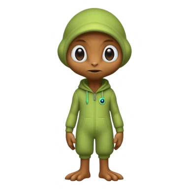 full body ...cute peacefull alien furry with 2 legs ....it has 1 eye....stands upright and looks intelligent ...wears clothing. not green..looks happy and cuddly... doesnt have eyes on face, there is a appendage coming from top of head with a single large eye sticker