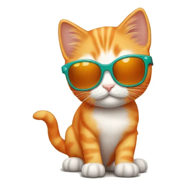 orange kitten with sunglasses  sticker