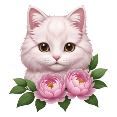 Cute cat Handing pink peonies sticker