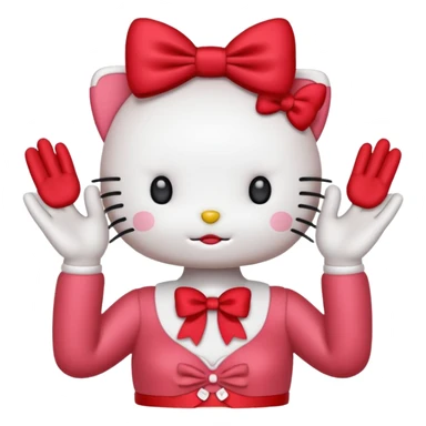 hello kitty holding up 67 with both hands sticker