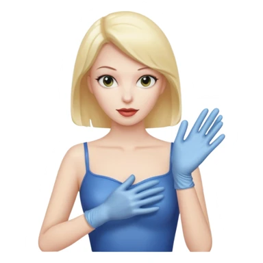 pulling on plastic glove sticker