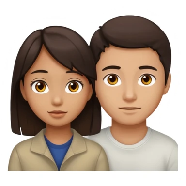 A darker Asian girl with brown eyes and dark brown hair, with her white boyfriend who has hazel eyes and light brown hair. sticker