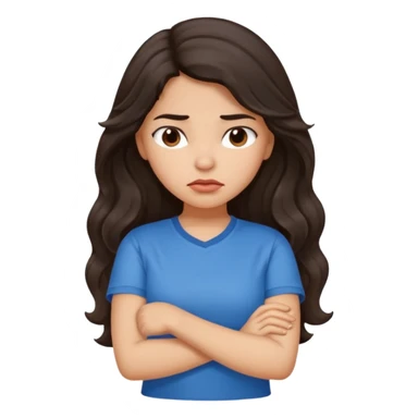 Hispanic girl with long wavy hair crossing her arms and pouting sticker