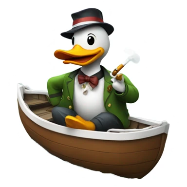 Duck smoking on a boat sticker