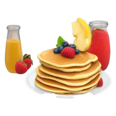 A couple pancakes with some fruit sticker