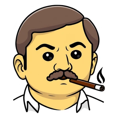 Joaquin El Chapo Guzman with thick mustache smoking weed sticker