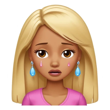Sad brown skin blonde barbie crying with tears  sticker