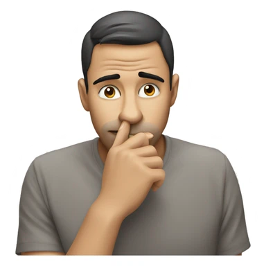 Face biting lip with hand under chin thinking sticker