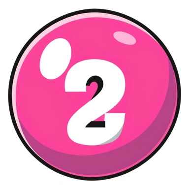 pink billiard ball with the number 23 inside a white circle sticker