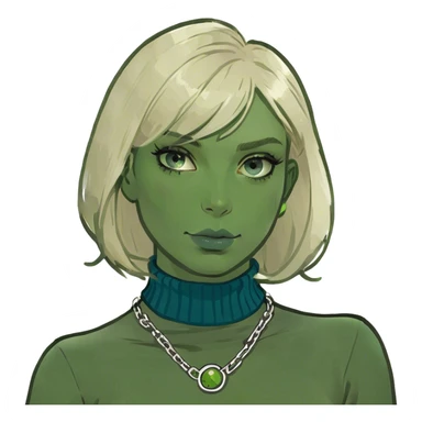 blonde girl in turtleneck portrait blue eyes sticker